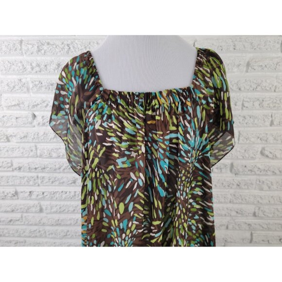 Ashley Stewart Women Top 20W Plus Short Sleeve On Off Shoulder Blue WAT52E - Picture 2 of 7